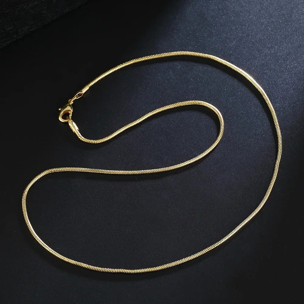18K Gold 2mm Snake Chain Necklace Women Men 16-30 Inch Gift