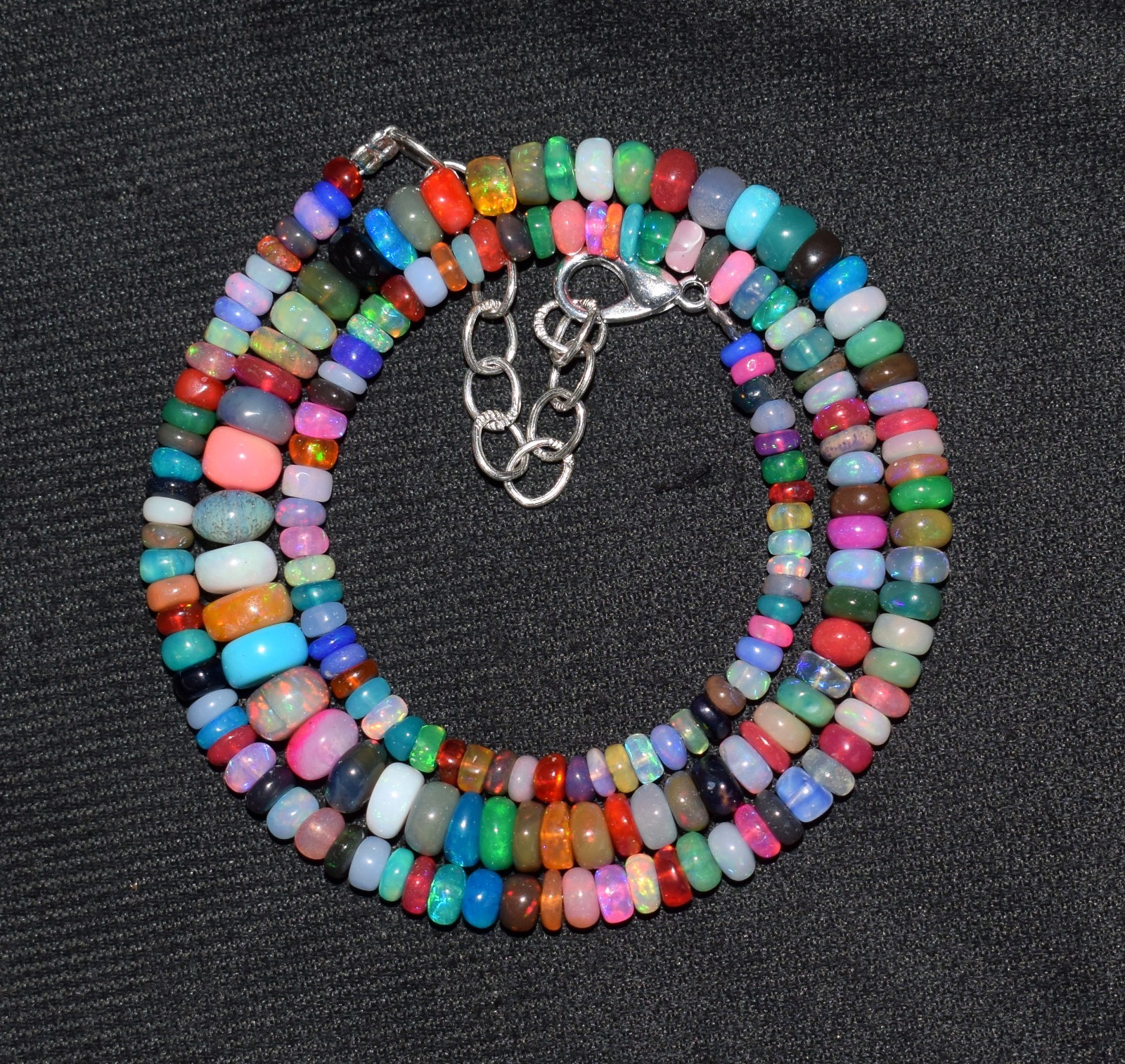 16”Natural Ethiopian Opal Wello Fire Opal Gemstone Bead Necklace AF564