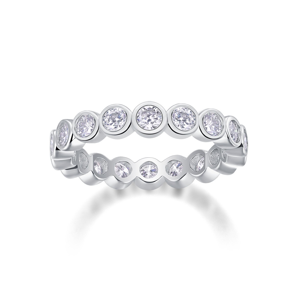 3mm 0.1ct D Color VVS Moissanite Eternity Band Ring 925 Sterling Silver Jewelry