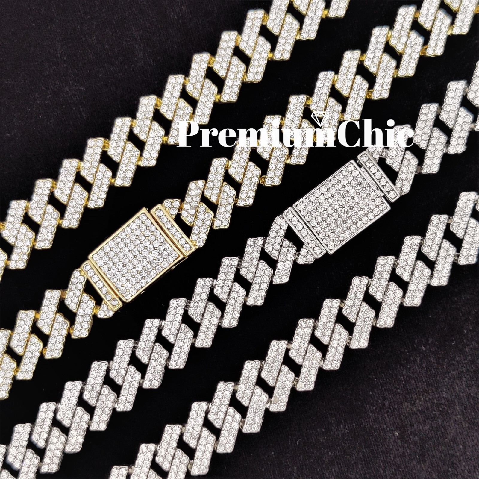 ICED 14MM Miami Cuban Prong Link CZ Necklace/Bracelet Mens Hip Hop Plated Chain
