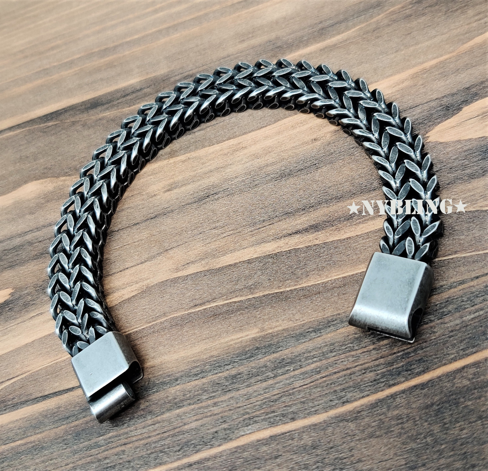 Stainless Steel Bracelet Meshed Woven Curb Chain Cuban Link Wristband Men Women