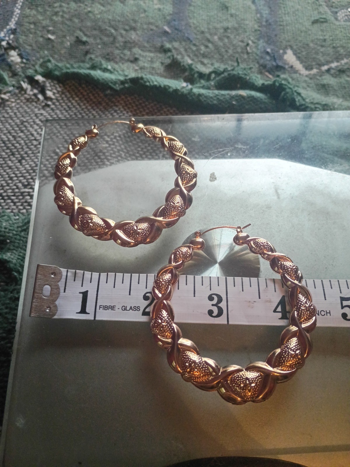 2 Inch Hollow Hoop Gold Tone Earrings Very Light Weight. Costume . Free Shipping