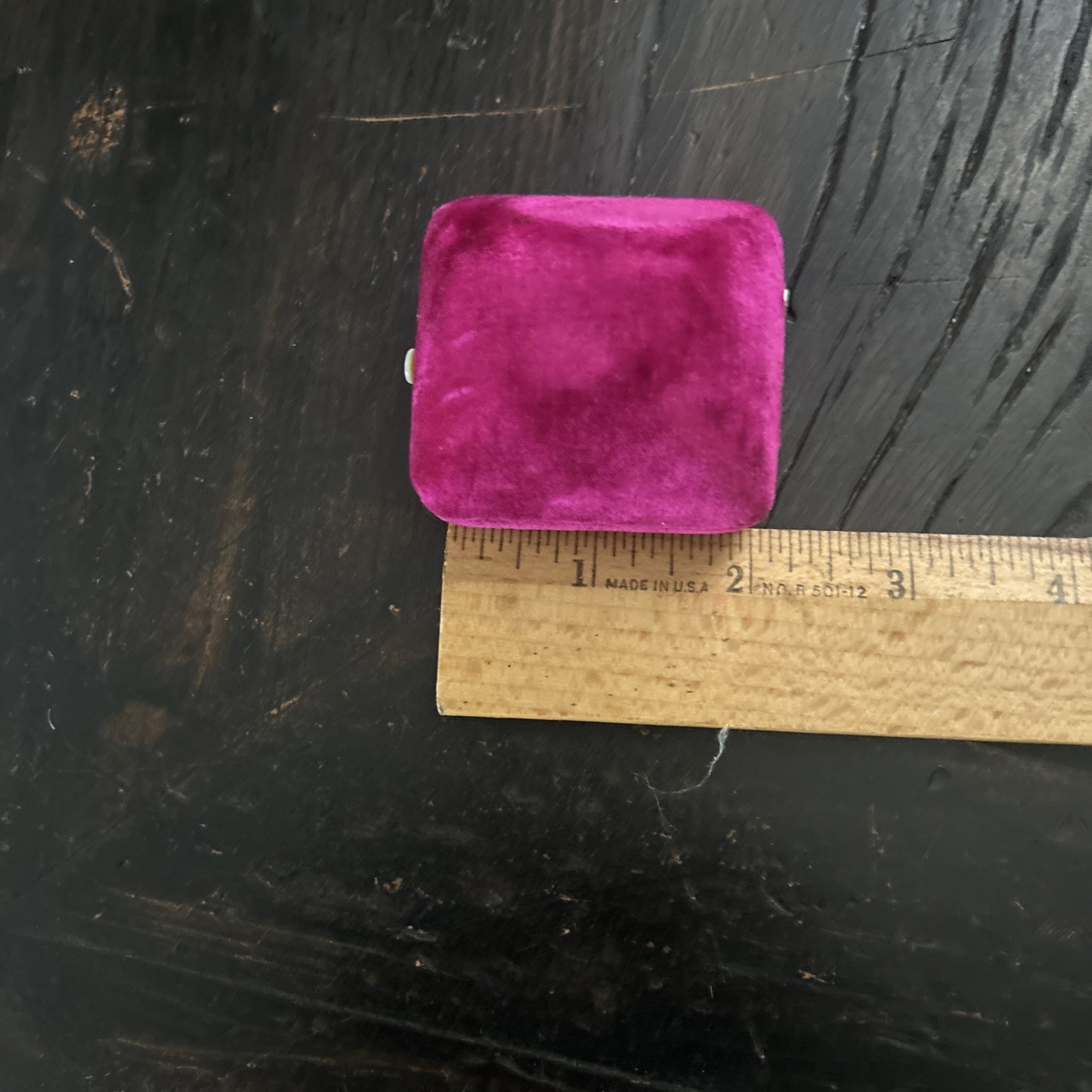 Antique Pink Velvet, Dome Ring Presentation Jewelry Box Push Button Excellent