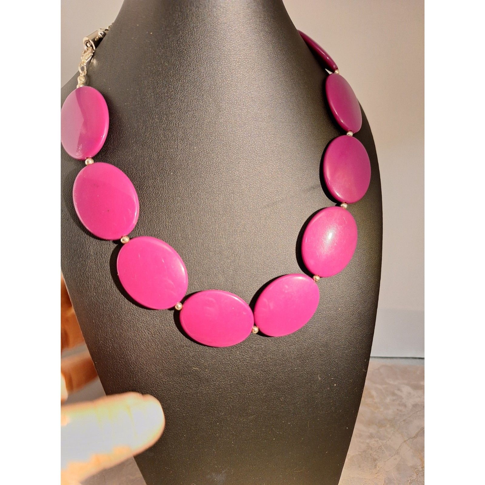 Acrylic Beaded Mid-Century Modern Style Necklace Purple Elegant Office Siren