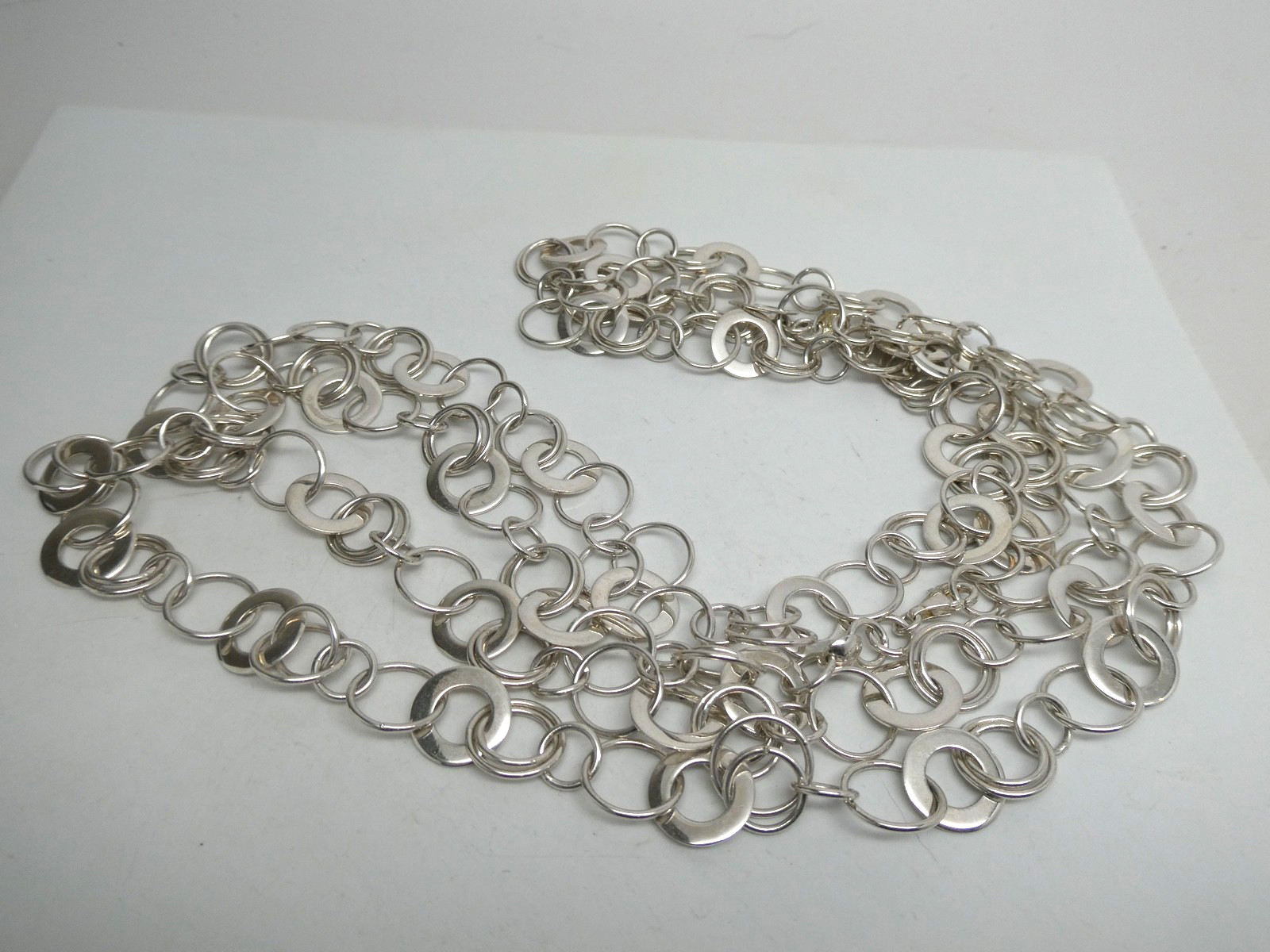 Chateau D’ Argent Canada Sterling Silver 925 Circle Linked Chain Necklace 54″