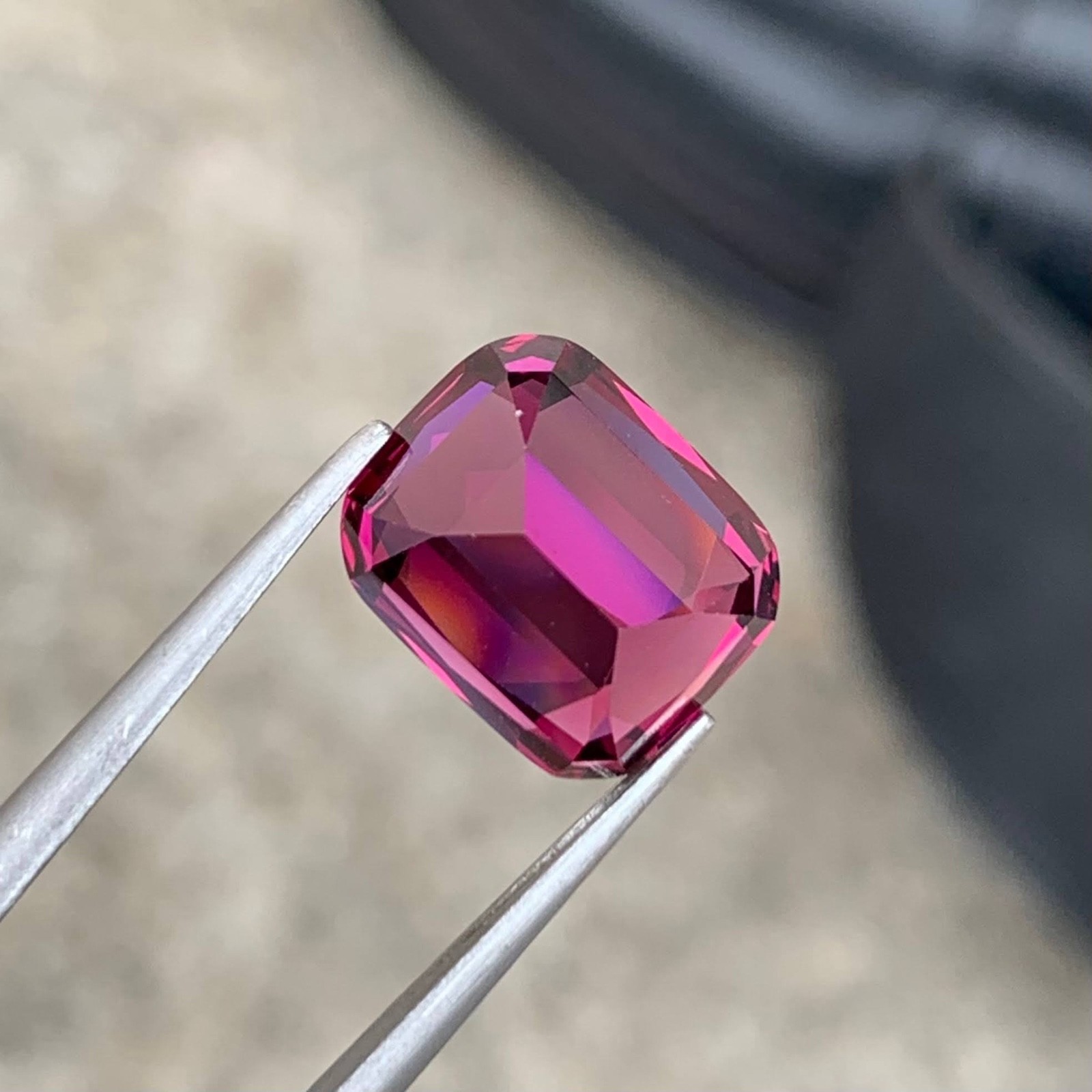 6.18 Carats Natural Bright Rose Pink Garnet Cushion Cut From Tanzania