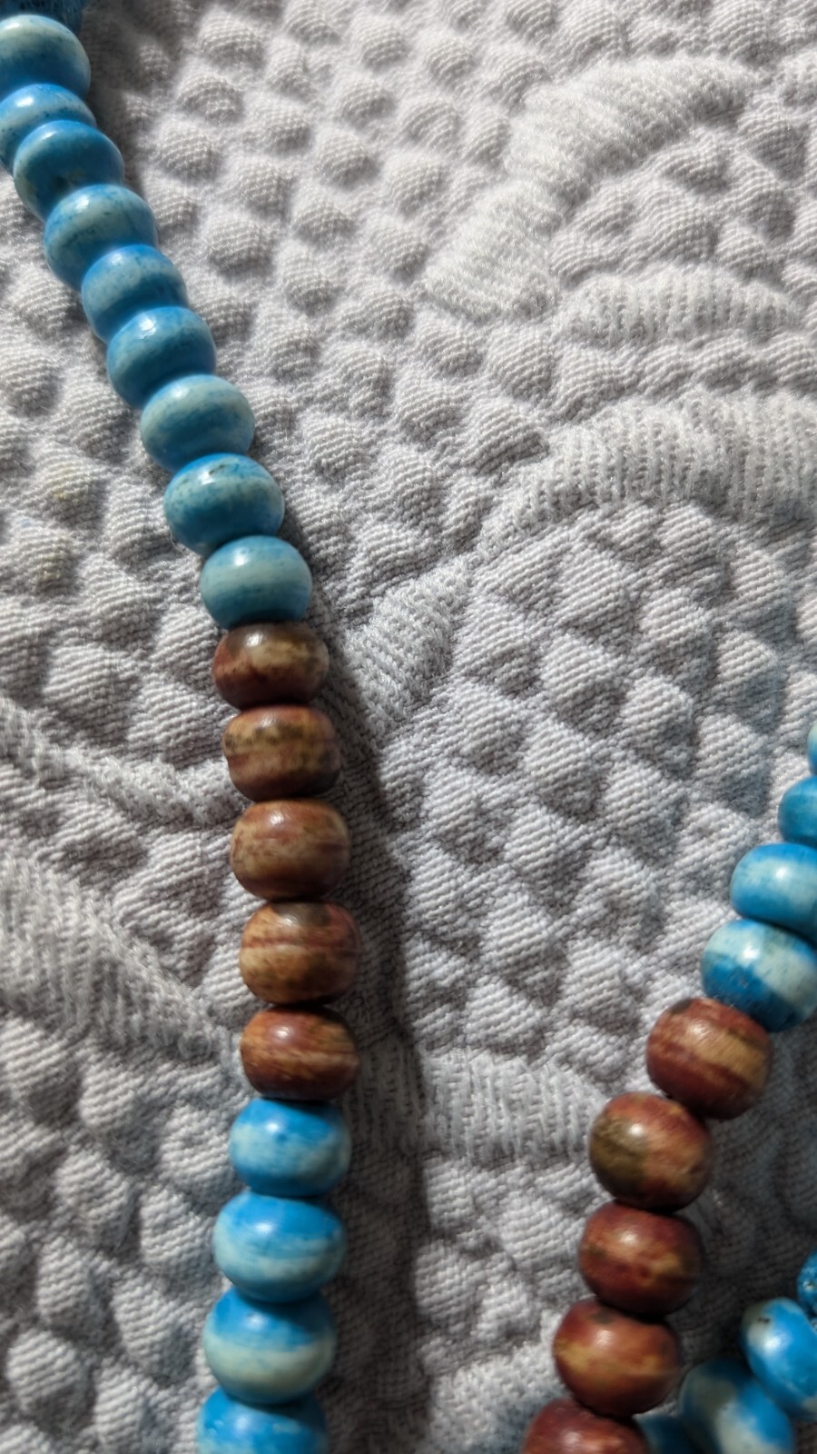 Mexican Wooden Bead Necklace Handmade 23.5″ Endless Turquoise/Brown Colors