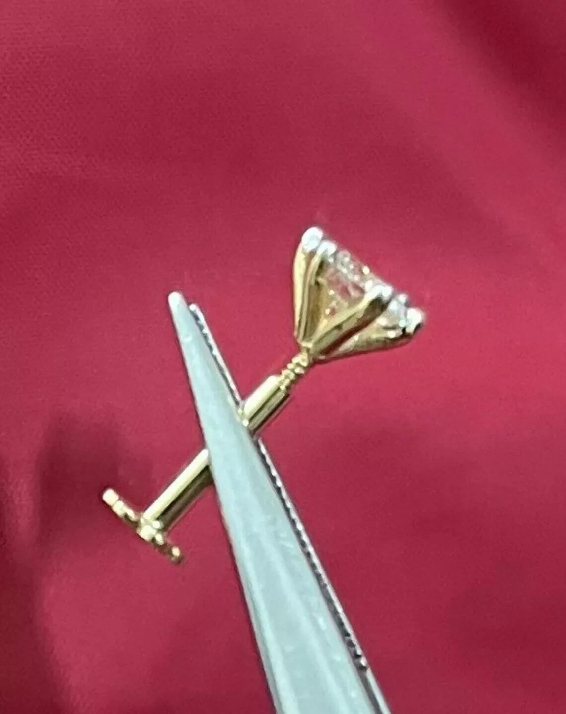 14K Yellow Gold 3MM Round Natural Diamond Piercing Screw Back Women’s Nose Pin