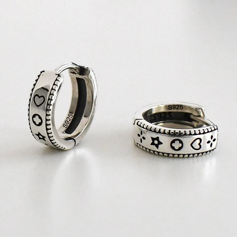 925 Sterling Silver Heart Star Huggie Hoop Earrings Small Women Jewellery Gift