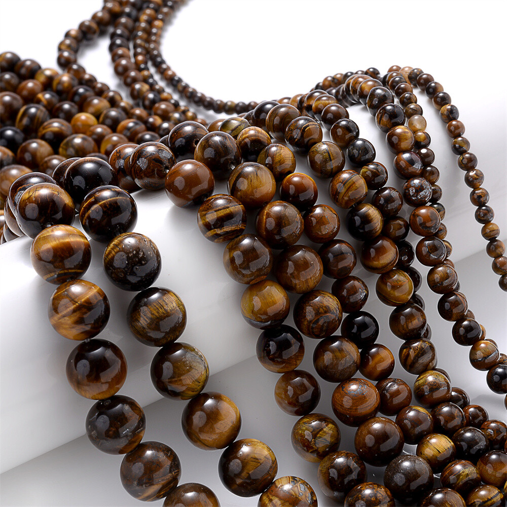 Natural Gemstone Tiger Eye Round Loose Spacer Beads For Bracelet Jewelry Making