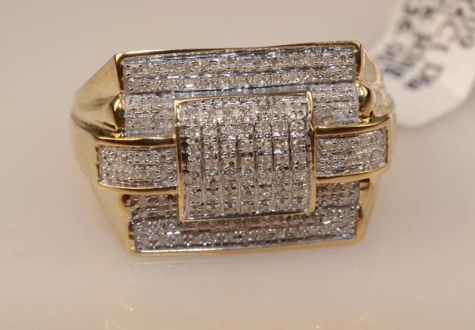 Men’s Real Moissanite Engagement Pinky Ring 14k Yellow Gold Plated Silver 1.20CT