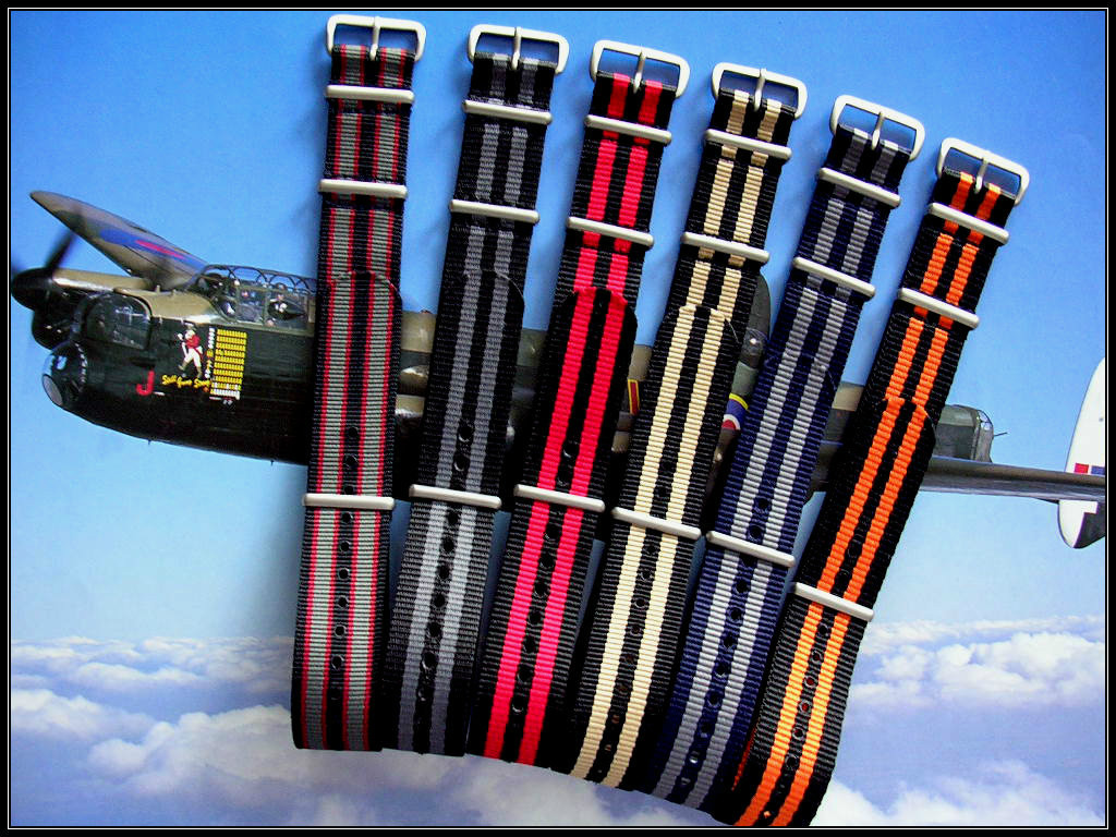 NATO G10 ® Premium Nylon RAF Military watchband strap Bond stripe IW SUISSE USA