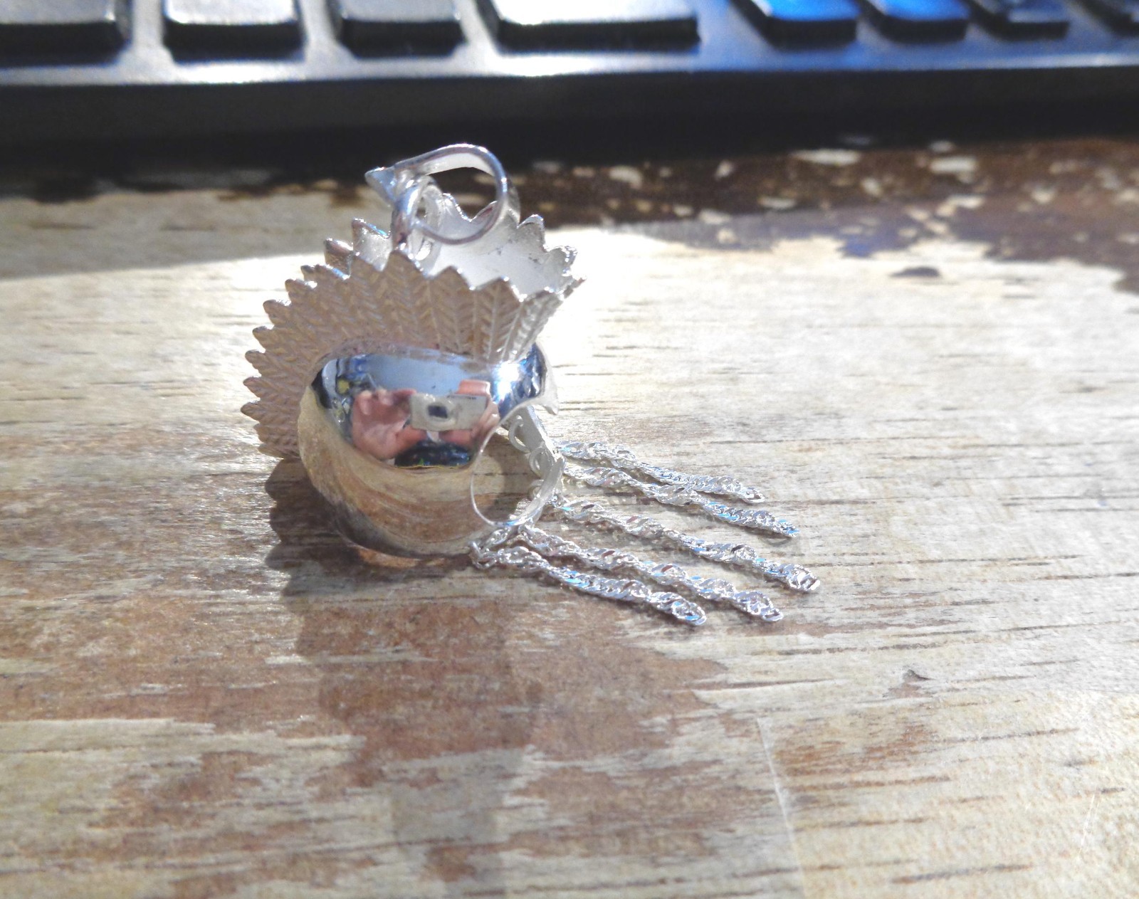 25MM HEAVY SOLID 925 STER SILVER HAWAIIAN WARRIOR MAHIOLE IKAIKA HELMET PENDANT