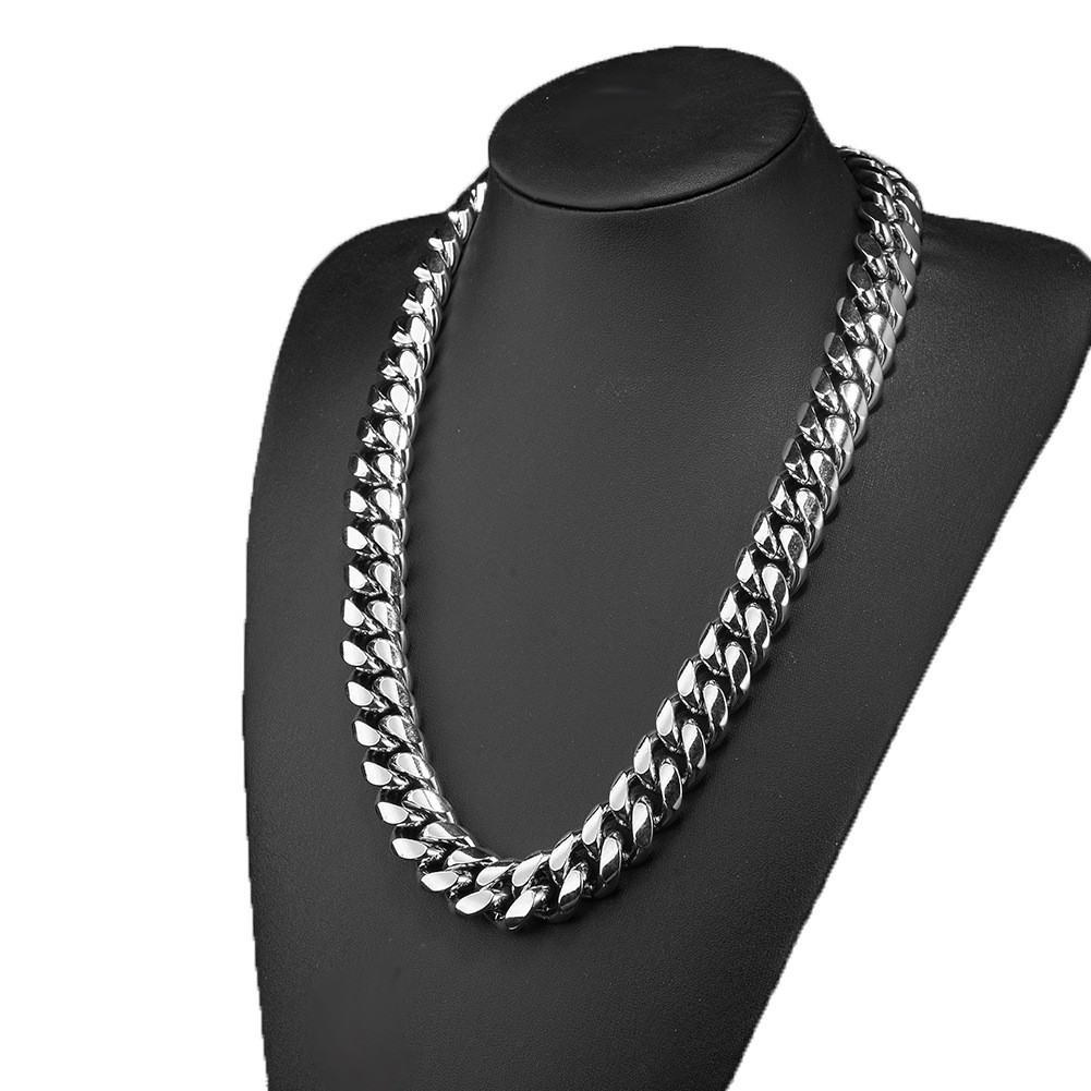 6-22mm Mens Hip Hop Stainless Steel Miami Cuban Link Chain Necklace Silver Color