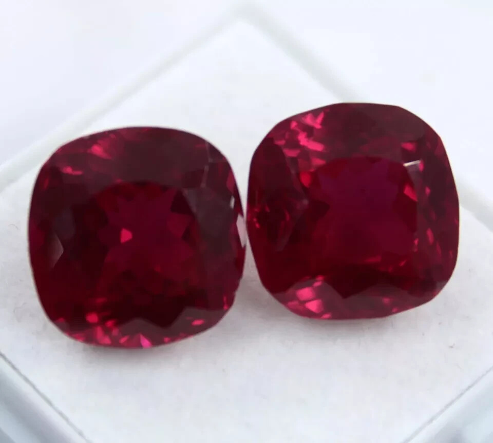 Pair Ruby Blood Red Color Square Cut 18 Ct EGL CERTIFIED Natural Loose Gemstone