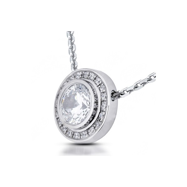 0.52ct tw I SI1 Round Cut Earth Mined Certified Diamonds Platinum Halo Pendant