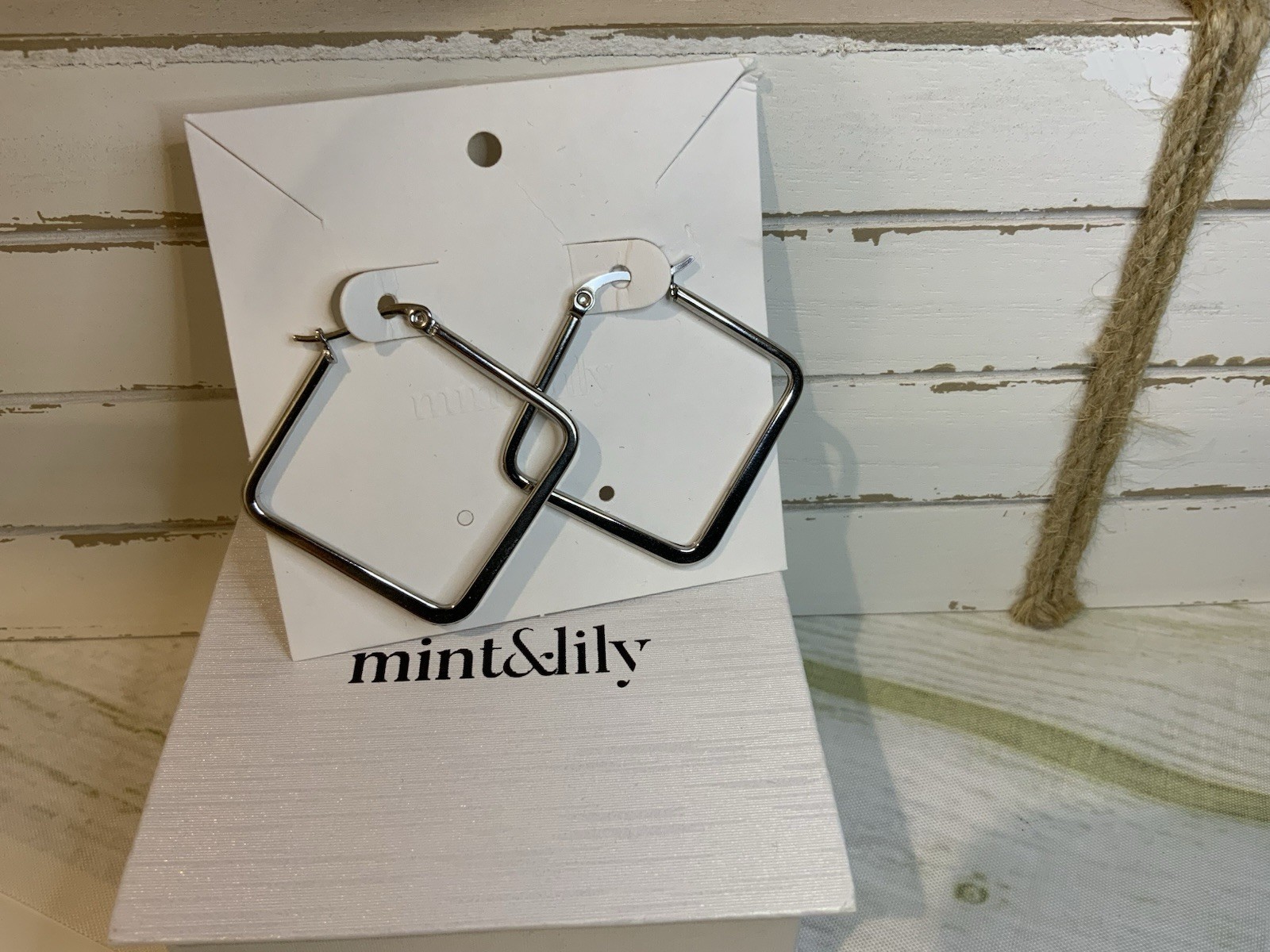NEW Mint & Lilly Geometric Girl Boss Silver Earrings