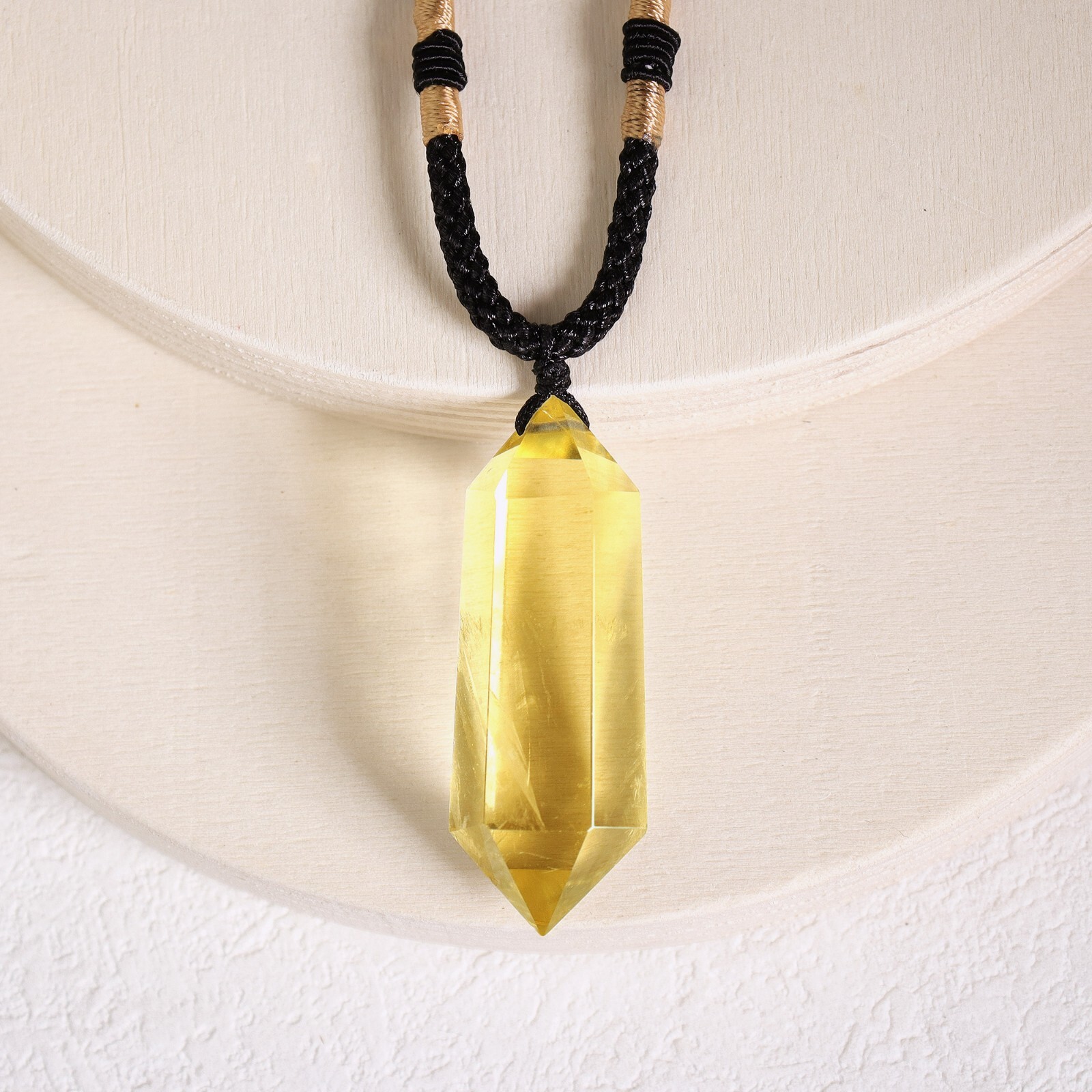 Natural Yellow Crystal Gemstone Citrine Pendant Healing Women Men Necklace Gift