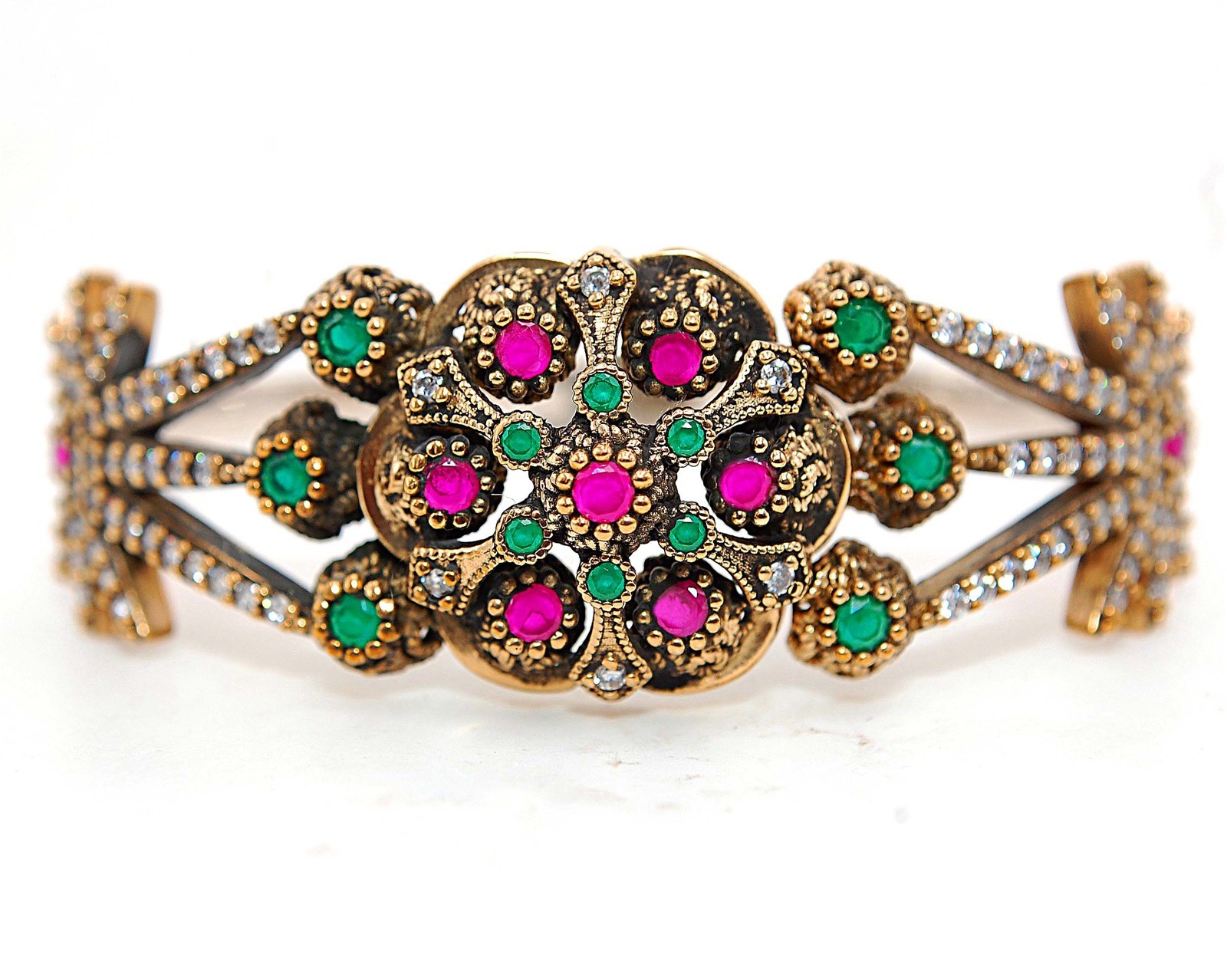 Ottoman 6CT Heat Treated Rubellite Tourmaline 925 Sterling Silver Bracelet
