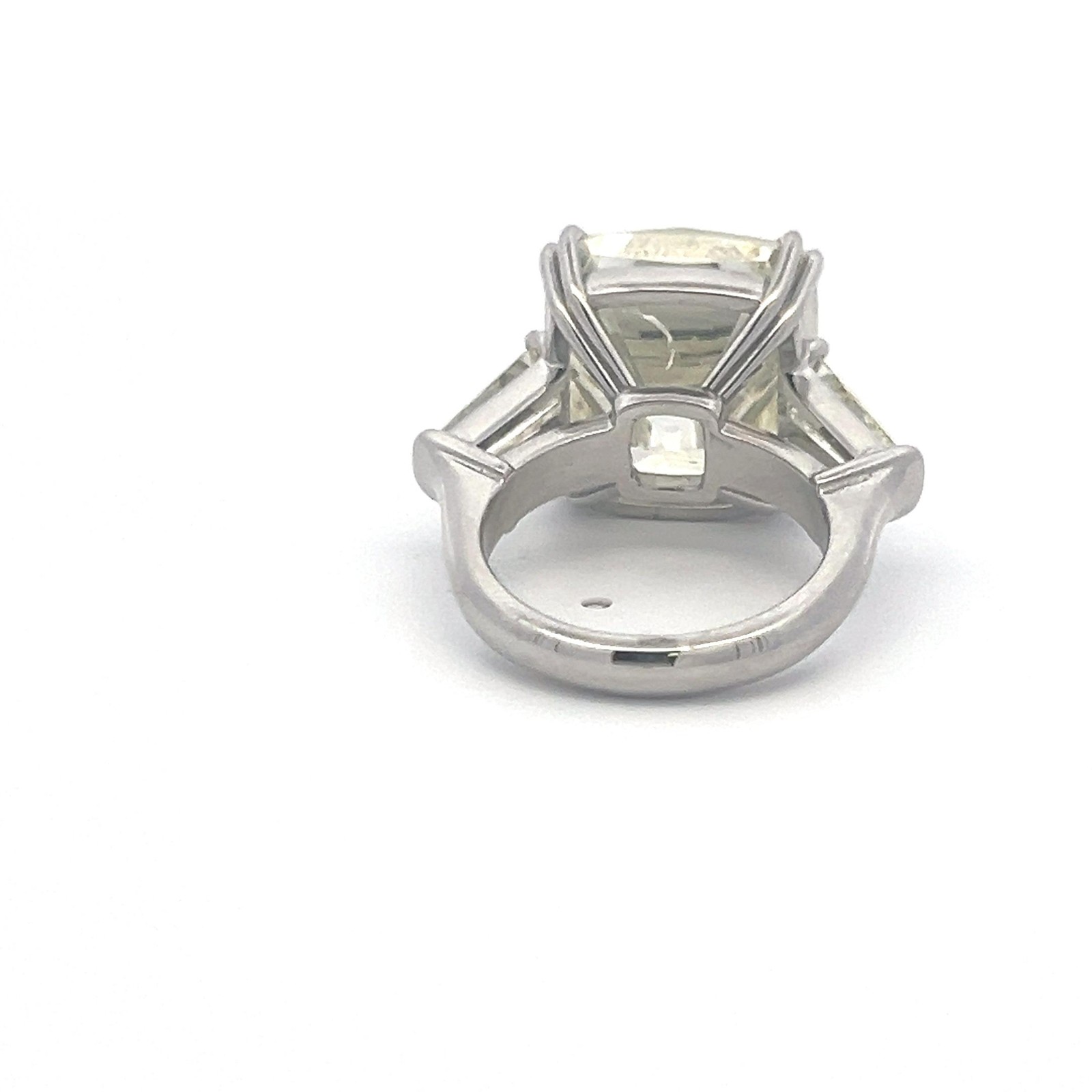 Platinum Engagement Ring with 22.41ct Cushion & Tapered Baguette Diamonds GIA