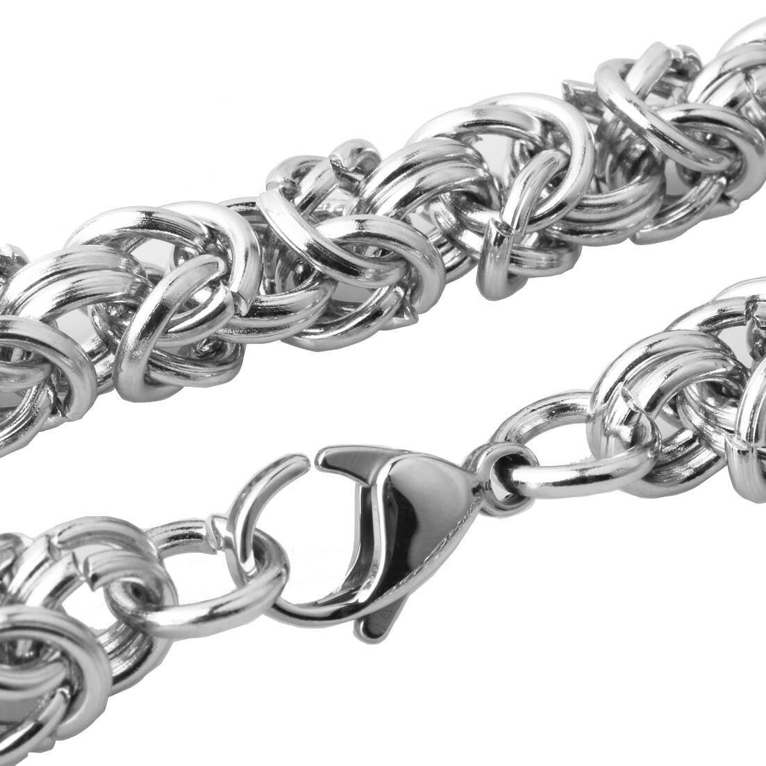 6/8/10mm Mens Chain Silver Tone Link Byzantine Stainless Steel Necklace Bracelet