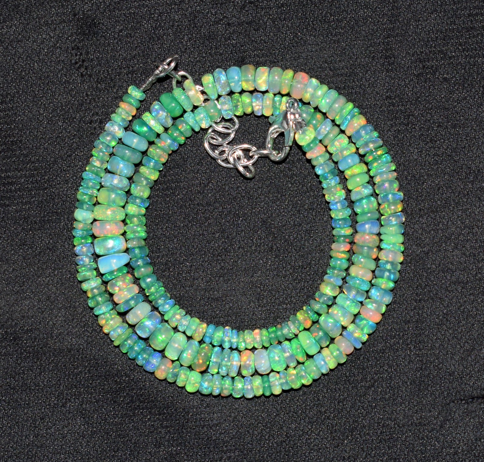 16”Natural Ethiopian Opal Wello Fire Opal Gemstone Bead Necklace