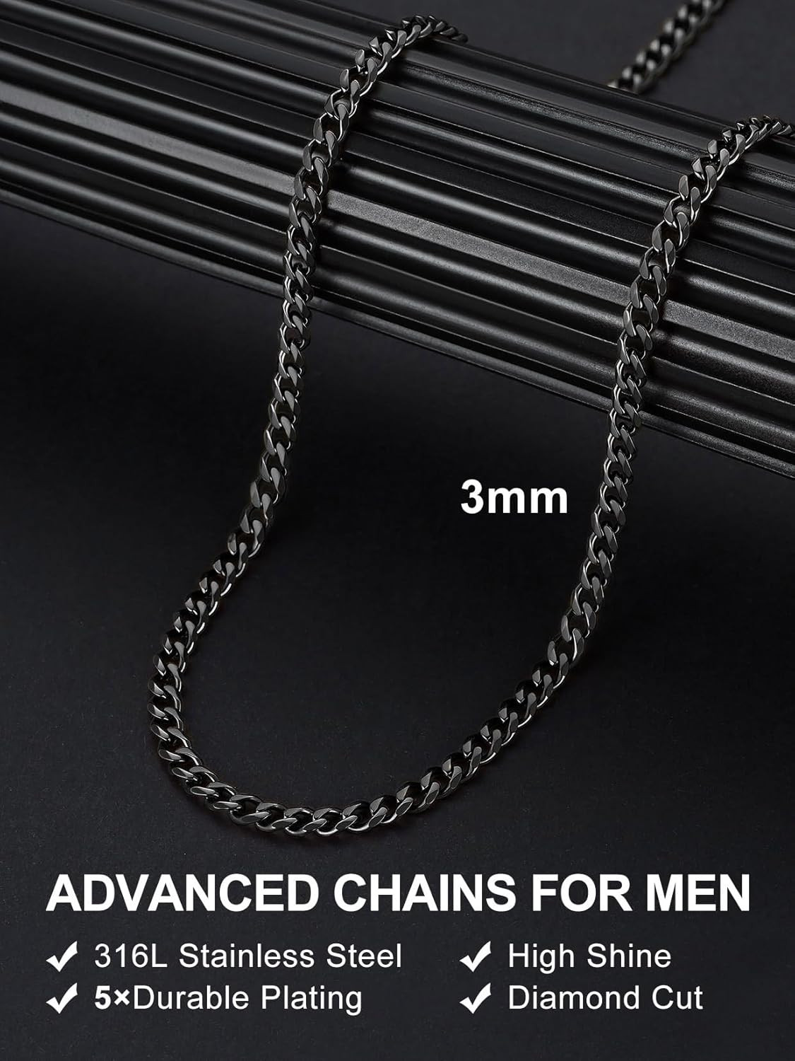 3Mm/6Mm/9Mm/12Mm Miami Curb Cuban Link Chain for Men Women, 316L Stainless Stee