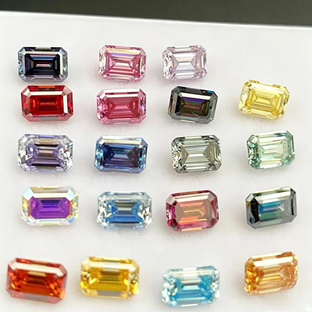 0.5-10CT Multi-color Emerald Cut Moissanite Loose Stone Gemstone for DIY Jewelry