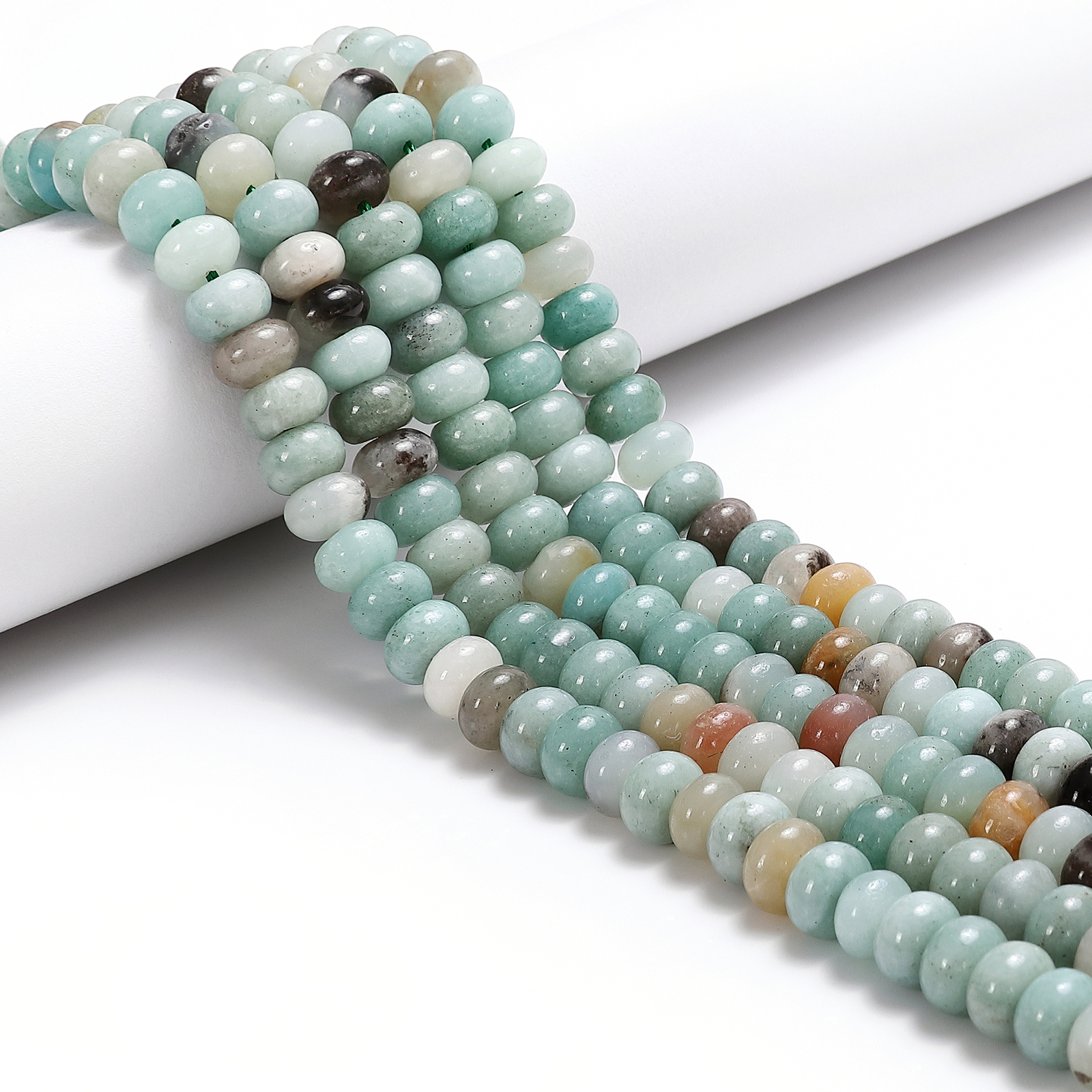 Natural Mixed Amazonite Smooth Rondelle Beads Size 5x8mm 15.5” Strand
