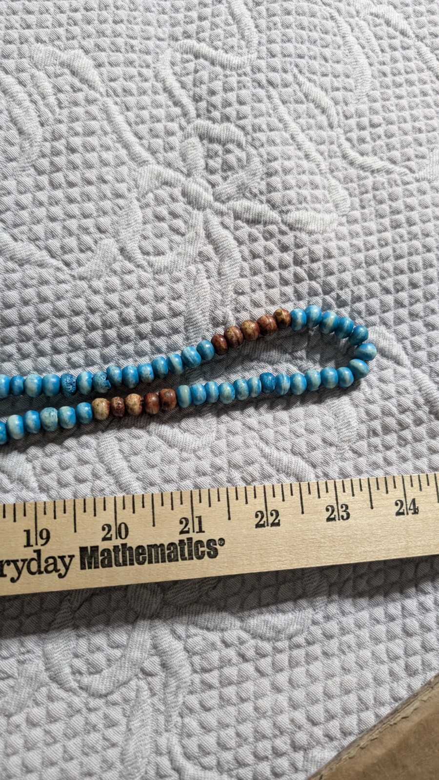 Mexican Wooden Bead Necklace Handmade 23.5″ Endless Turquoise/Brown Colors