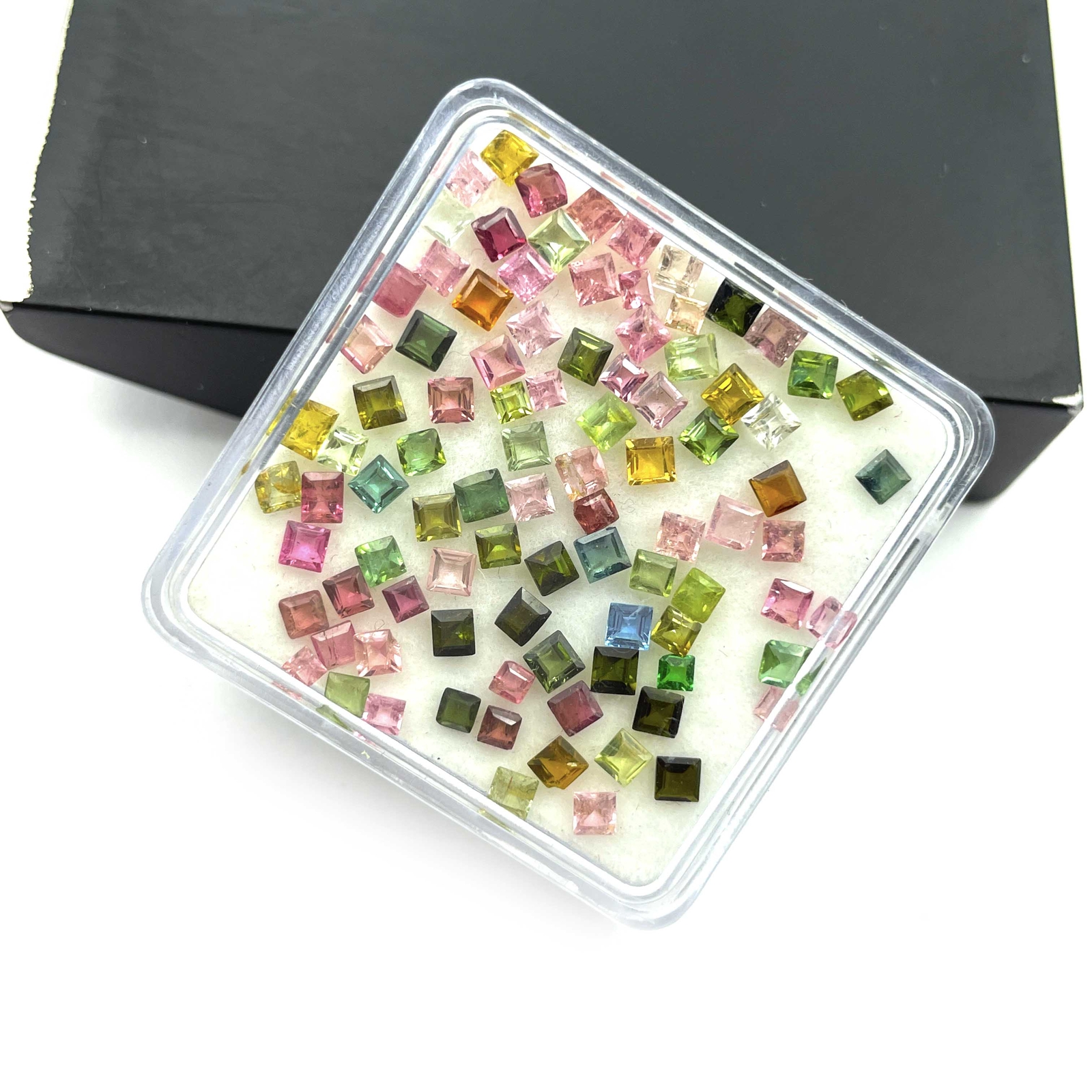 Natural Multi Tourmaline Square Cut Loose Gemstone Crafts 60 Pcs 2-3 mm 5 CT