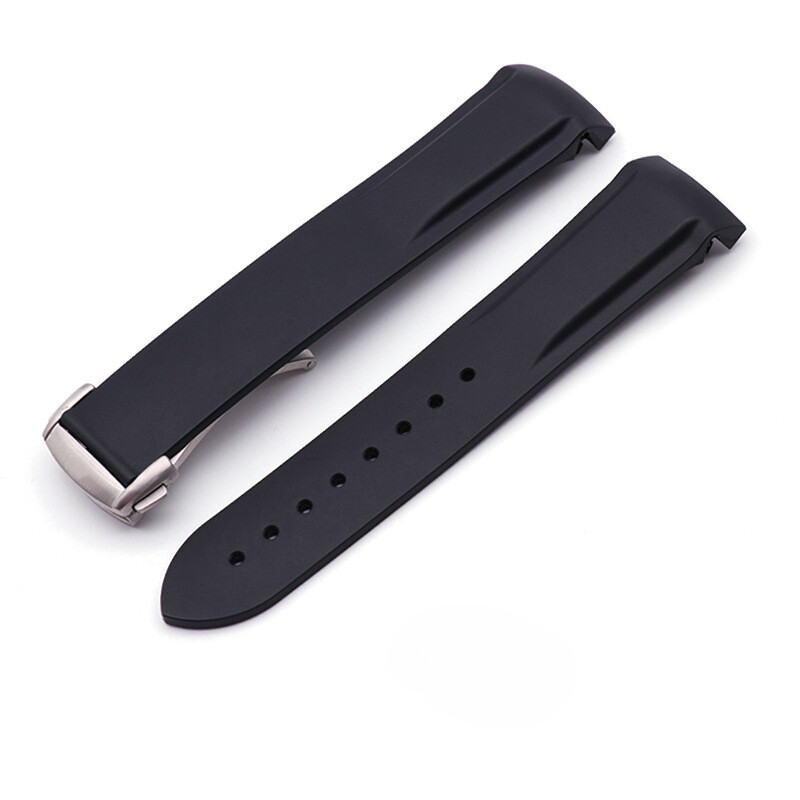 Luxury Silicone Watch Band Strap Curved End Waterproof 19/20/21/22mm Fit Omega