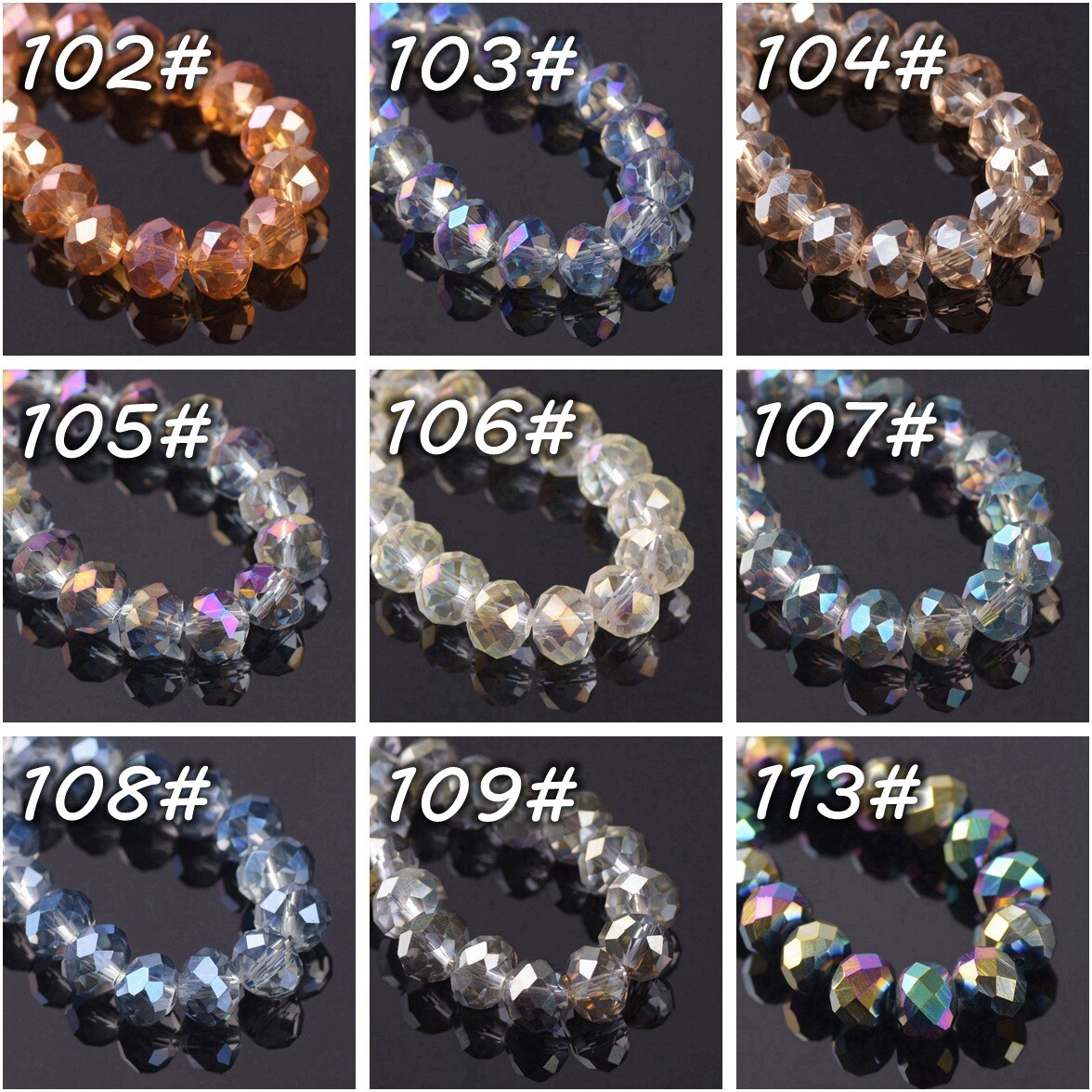 3mm 4mm 6mm 8mm 10mm 12mm Roundelle Faceted Plated Crystal Glass Loose Beads
