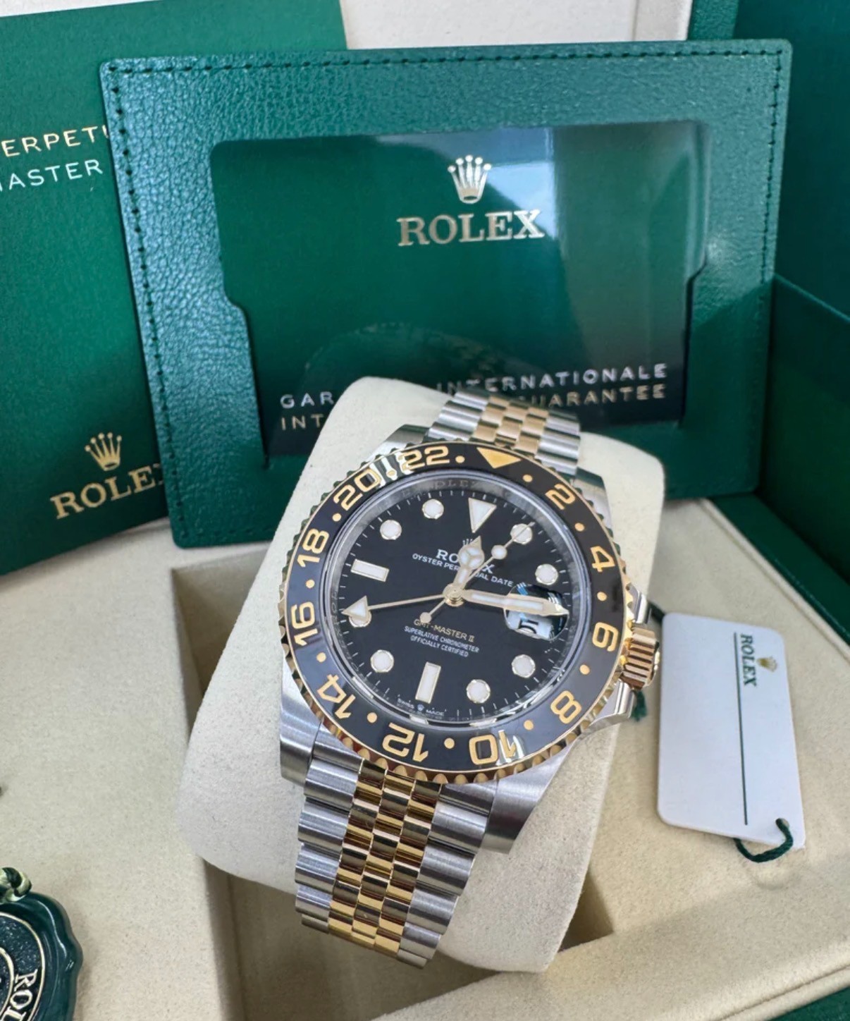Rolex GMT-Master II 126713GRNR Gold and Silver Jubilee Bracelet with Black Bezel