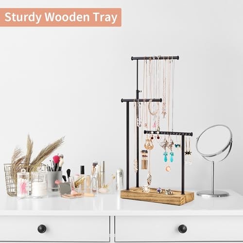 Jewelry Organizer Stand, Extra Tall Necklace Holder carbonized black and black
