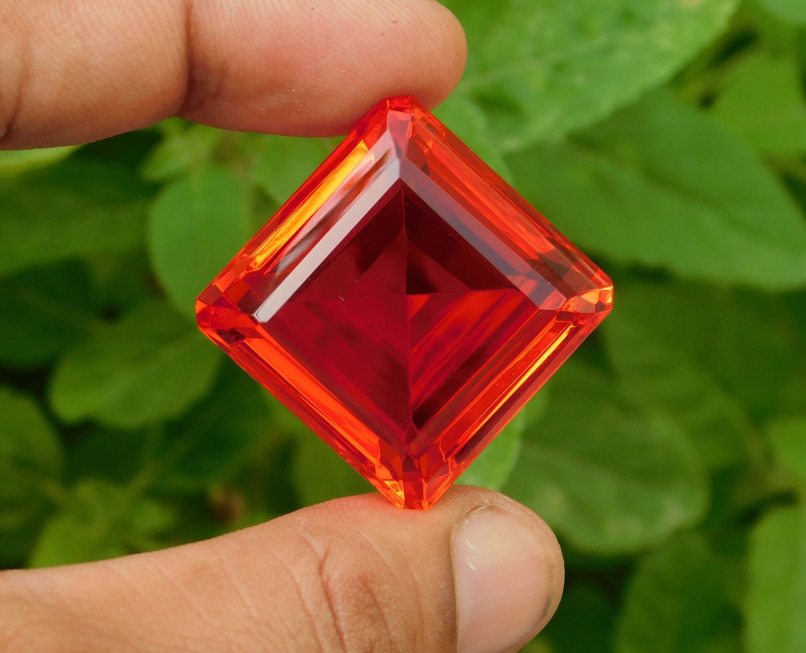 121.00Ct. Huge Natural Square Cut Mexican Orange Fire Opal Loose Gemstone