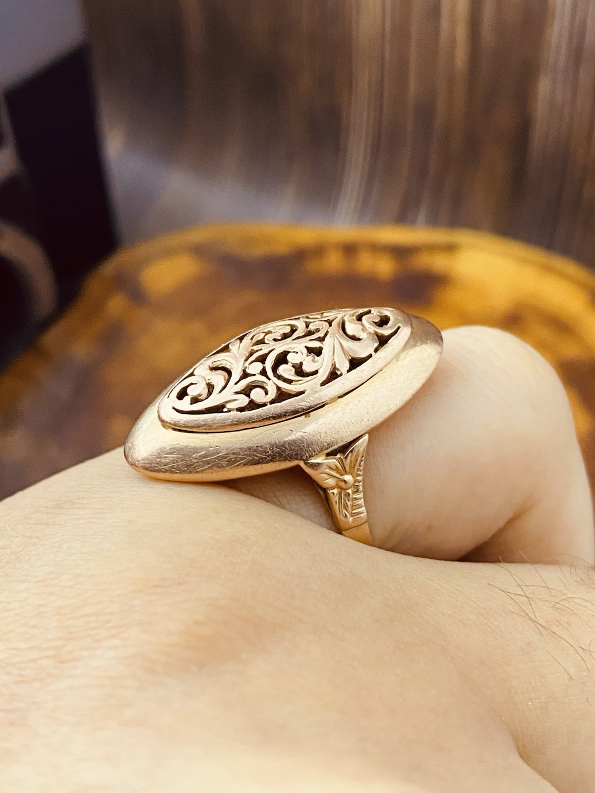 USSR Vintage Original Solid Rose Gold Ring 583 14K 1980th #7948