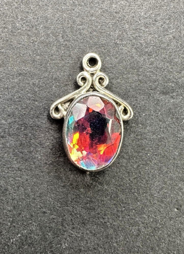 Shiny rainbow colored sparkly 925 pendant AS IS Read Condition