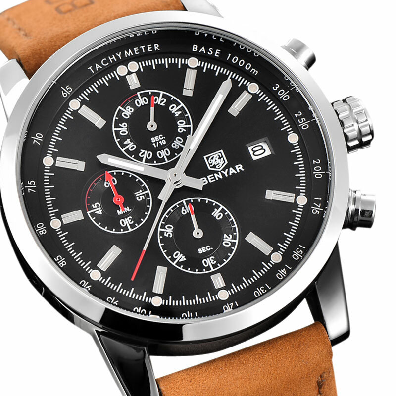 BENYAR Men’s Watch Chronograph Japan Quartz Watches Male Waterproof Wristwatch