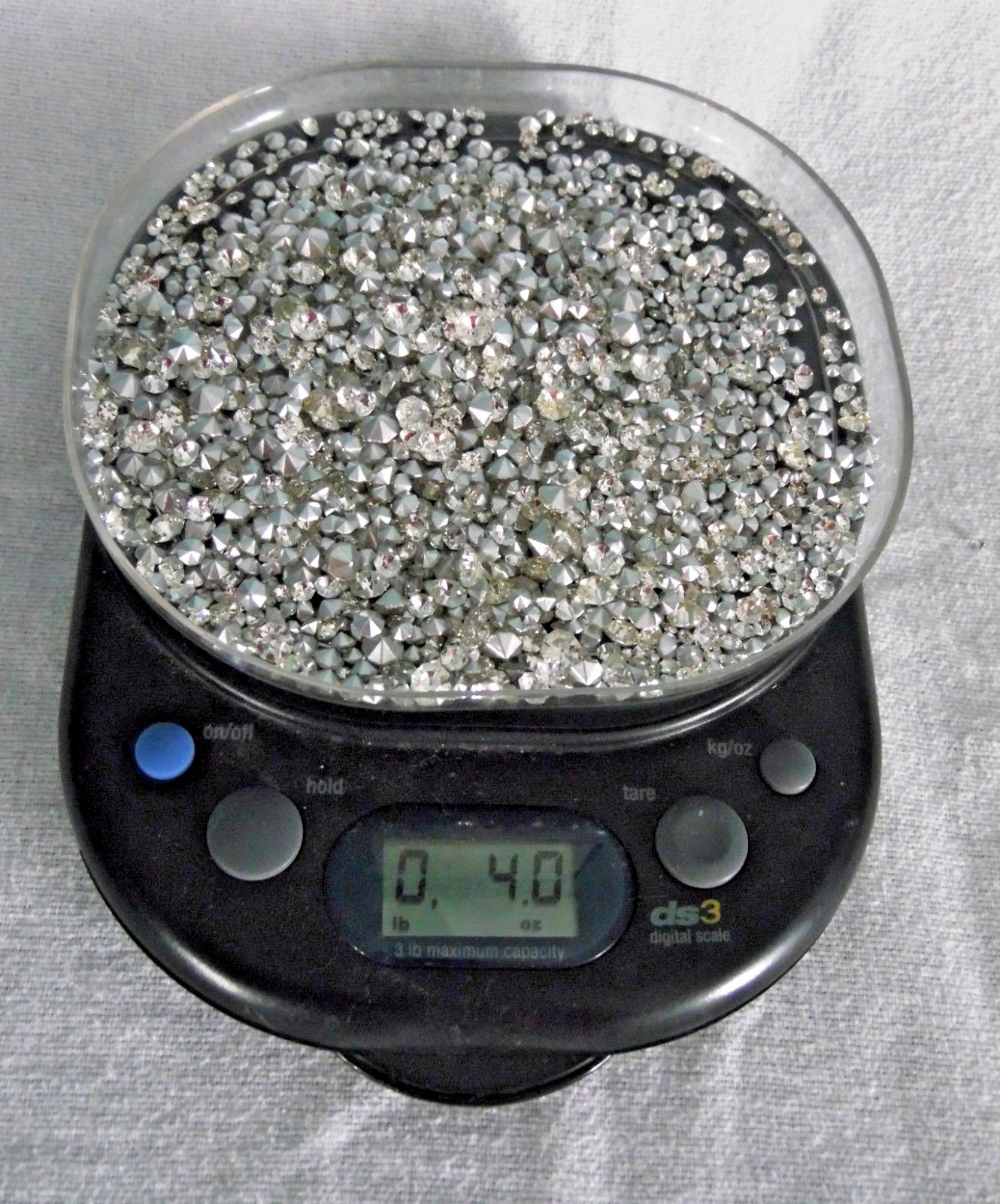 4 oz (1/4 pd) PRECIOSA BRILLIANT CRYSTAL CLEAR RHINESTONES MIXED SIZES LOOSE
