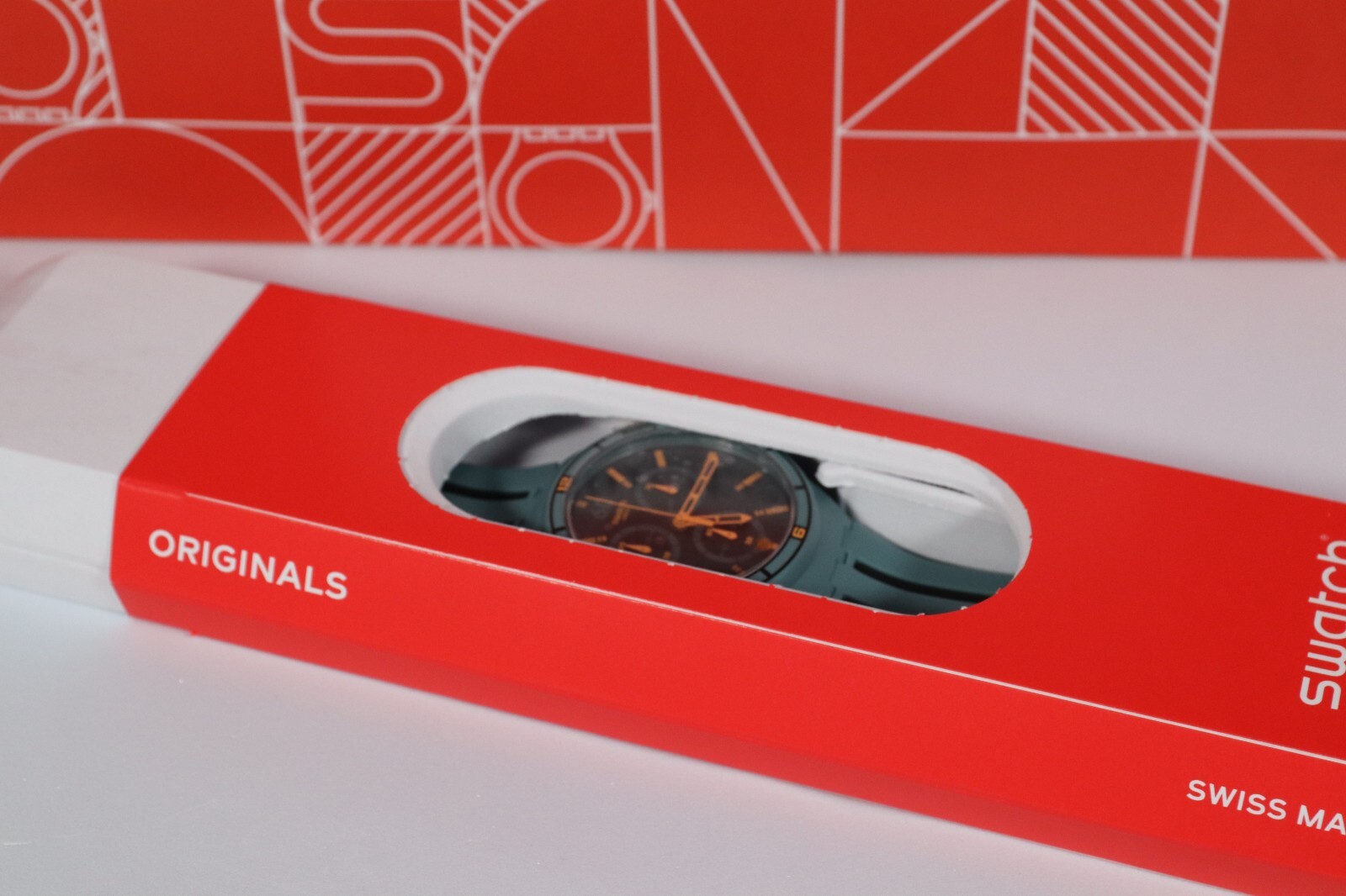 NEW Swiss Swatch XX SPEED SUSG401 Soft Plastic Green Orange Chronograph 42MM