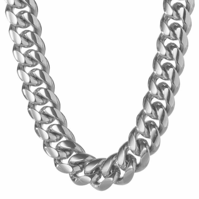 Heavy Stainless Steel Men’s Miami Cuban Link Chain Bracelet 8mm-14mm Necklace