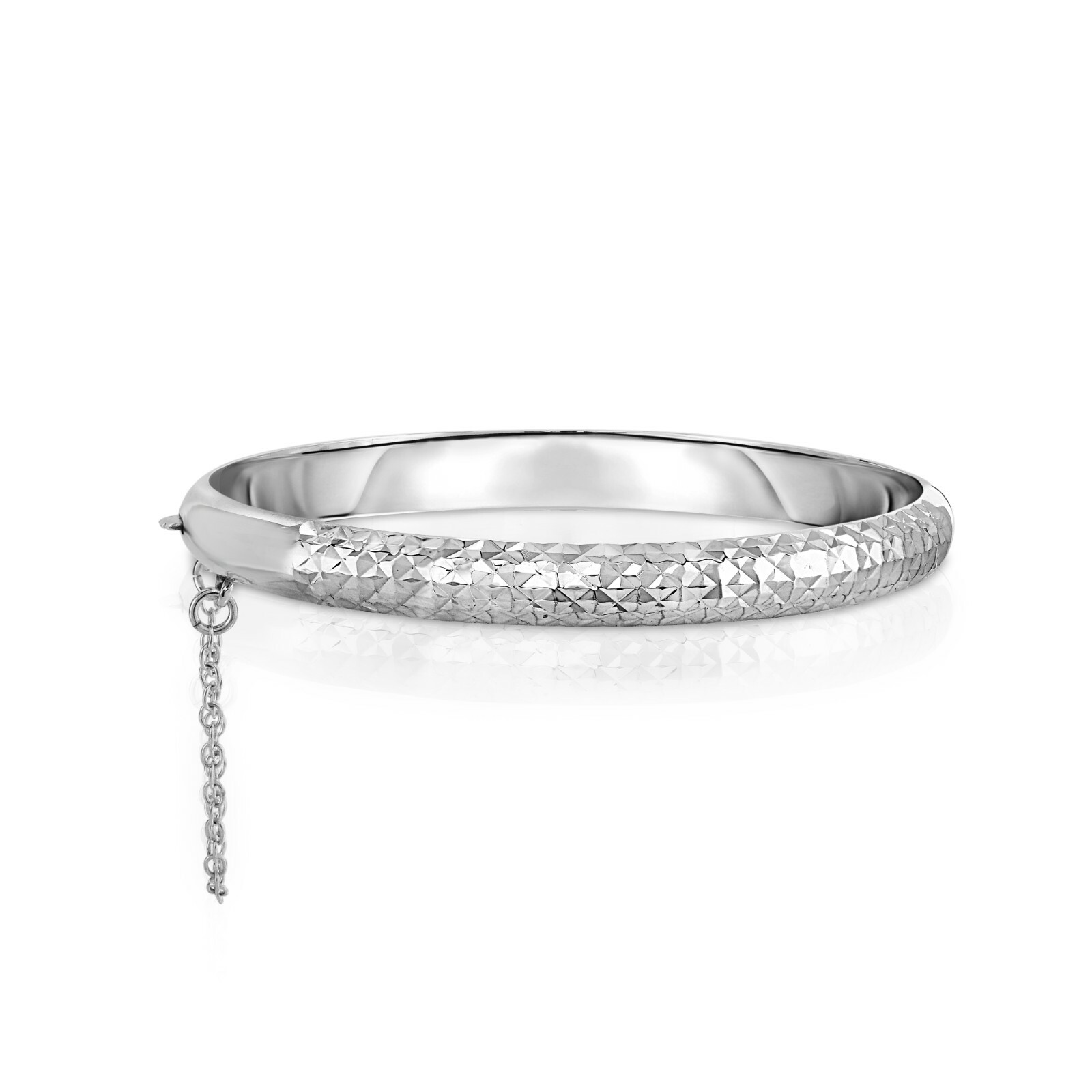 Sterling Silver 925 7MM Diamond- Cut Bangle Bracelet For Women-7″ Inch- 3 Colors