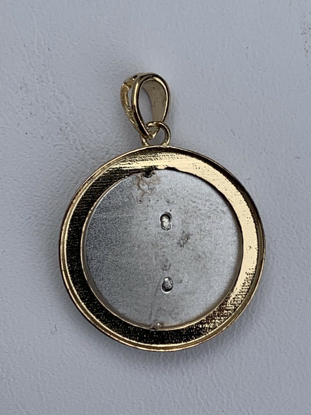 14k Yellow Gold Plated 925 Silver Virgin Mary Guadalupe Medallion Pendant Round