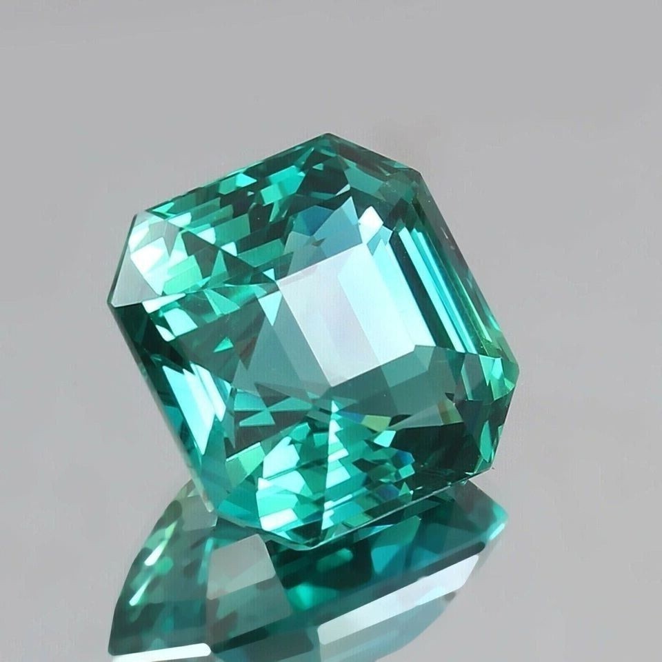 Natural Green Sapphire Flawless Asscher Cut 11.60 Ct Certified Loose Gemstone