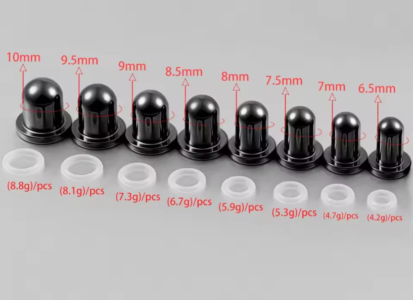 1x 6.5-10mm Mirror Black Bullet Cylinder Ear Plug Tunnel Piercing Expander Taper