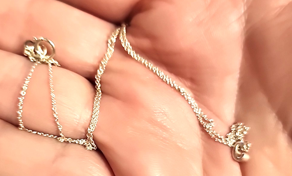 sterling silver 925 necklace chain c pendant 17 inches minimalist