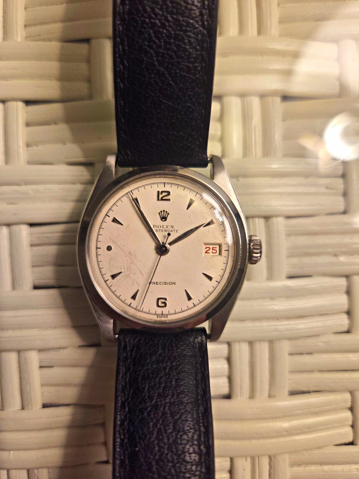 Rolex Oysterdate Precision 6094 34MM Mens Watch With Rolex Box Year 1953 RARE