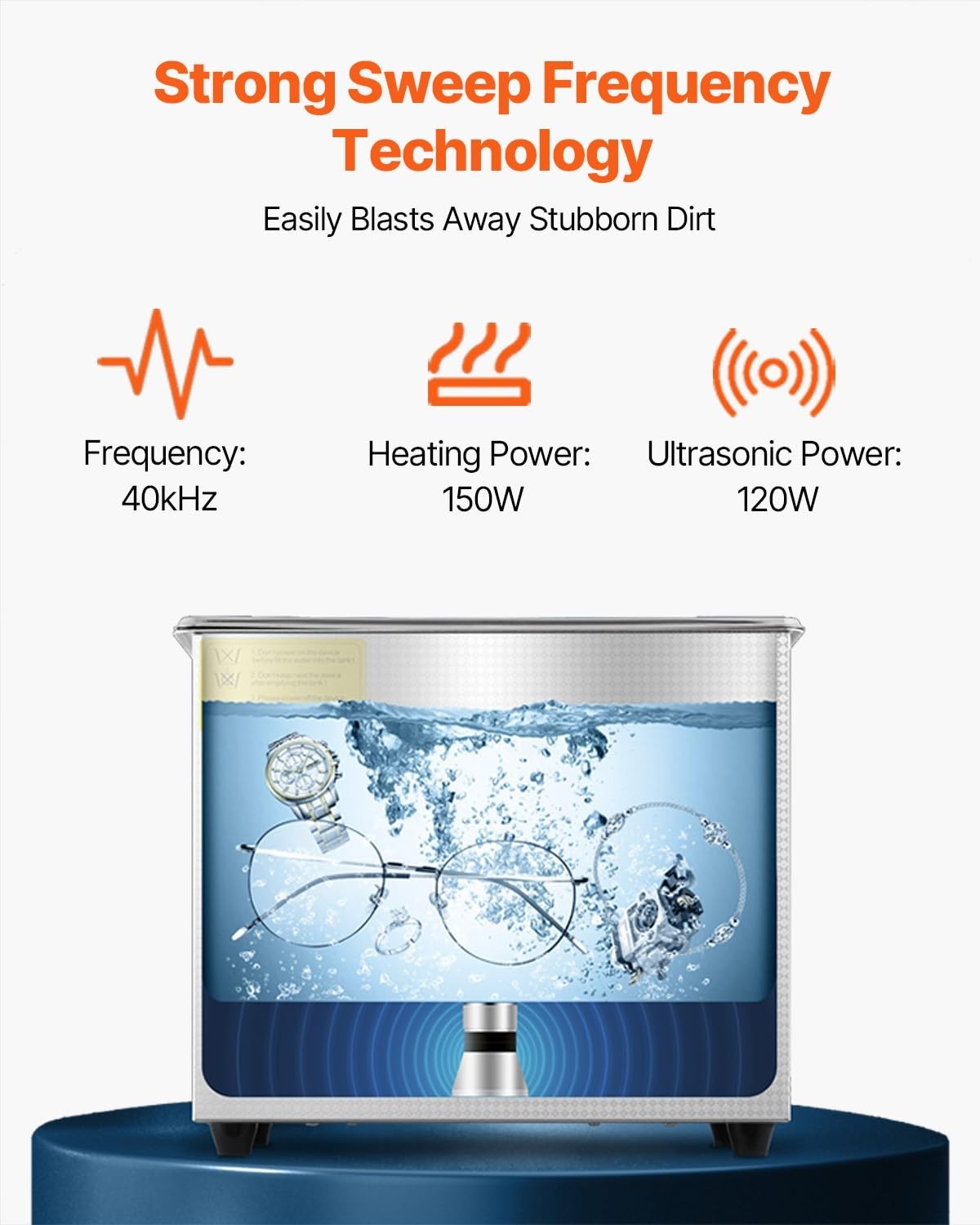 3L Ultrasonic Cleaner with Heat, Digital Timer & Stainless Steel Tank – Jewelry,
