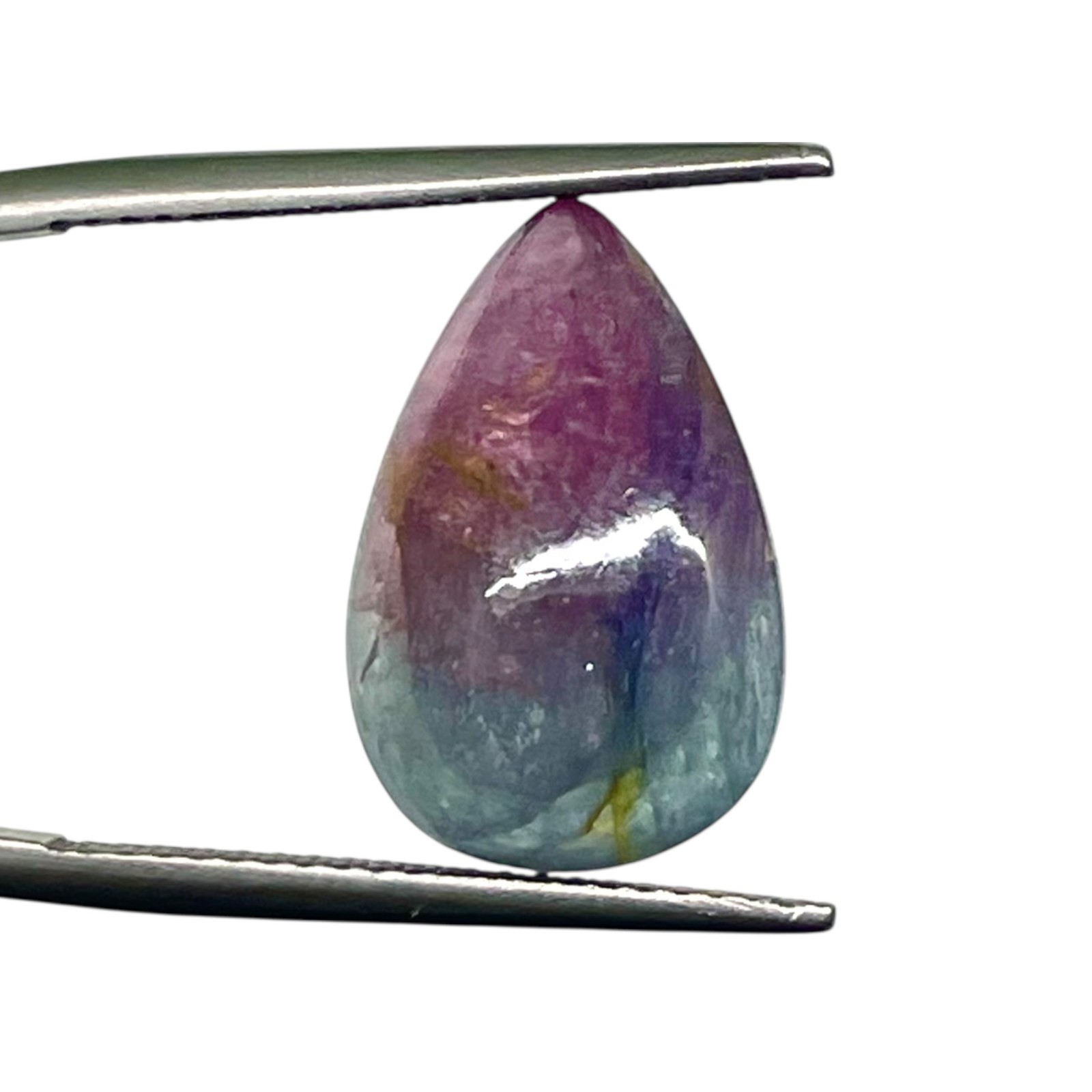 7.93 Cts Natural Bi Color Tourmaline 16x12mm Pear Cabochon Untreated Gemstone